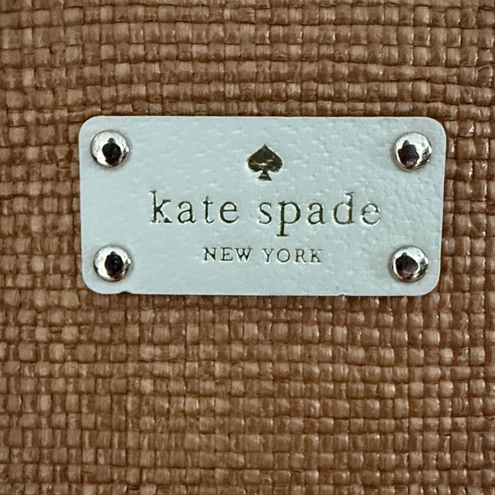Kate Spade WOVEN Lotty Dome Satchel IVORY Leather & Brown Woven Straw panel EUC - Picture 2 of 15